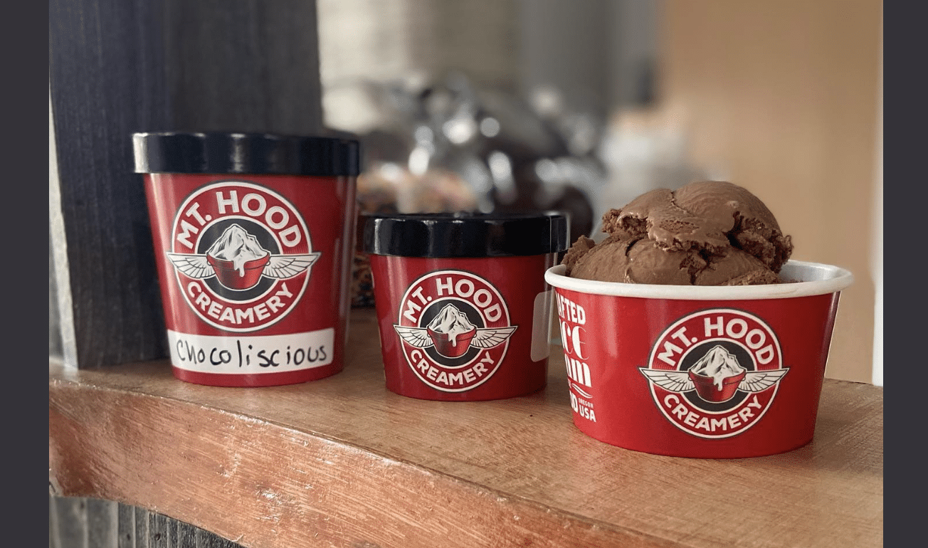 three cups of Mt Hood Creamery Ice Cream