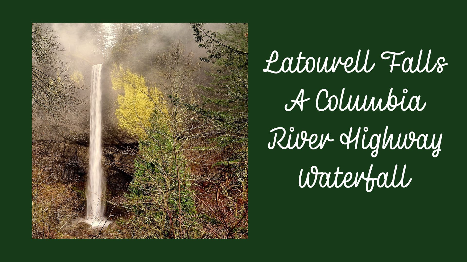 image of Latourell Falls on a dark green background