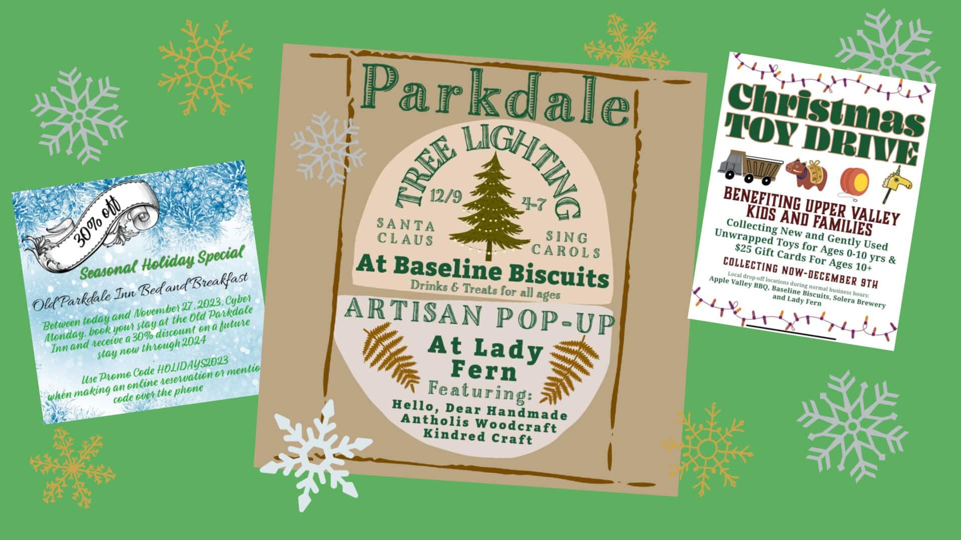 Parkdale Tree lighting, toy drive and Old Parkdale Inn discount Banner