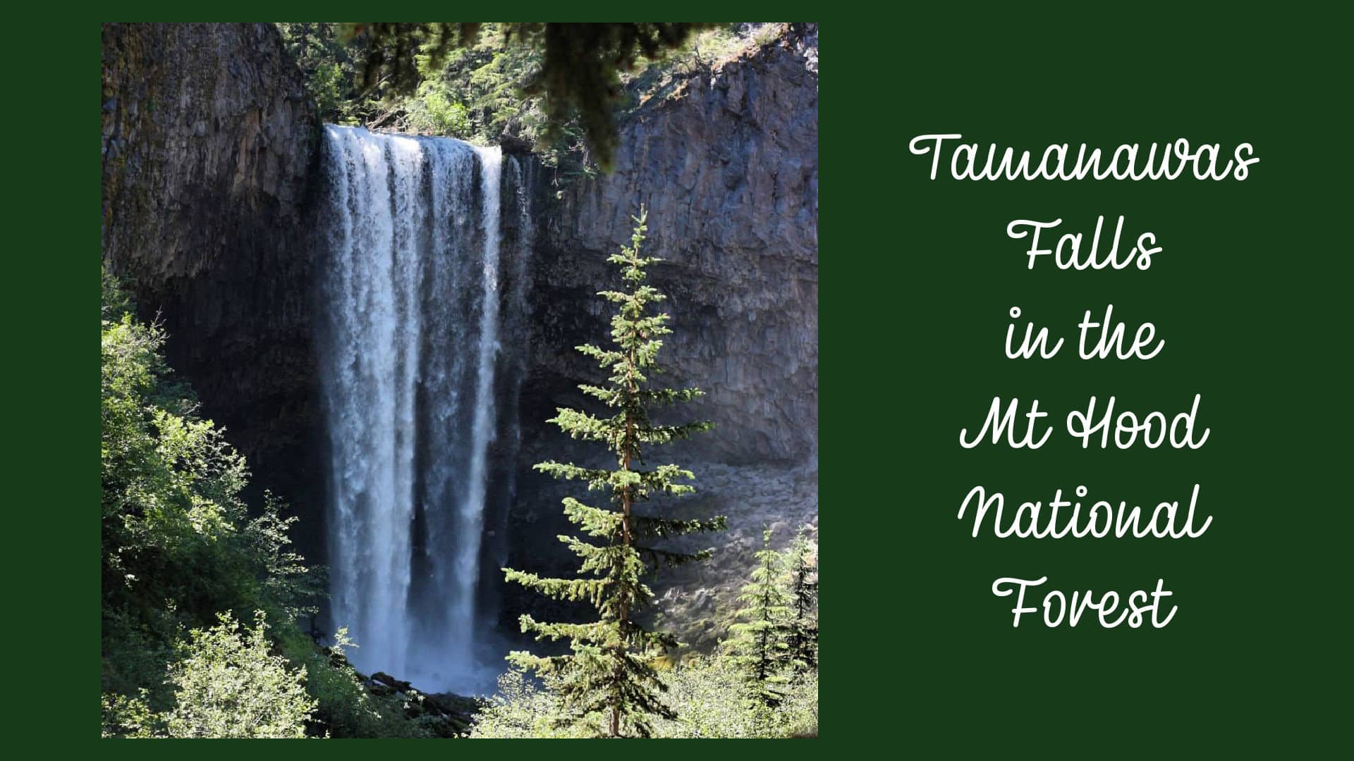 Tamanawas Falls in the Mt Hood National Forest with title